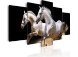 Quadro Su Tela Cavalli Da Corsa 200X100 Cm In Tessuto Non Tessuto 5 Pezzi Stampa D'arte Moderna Arte Murale Xxl Decorazione Murale Design Quadro Da Parete - Animali 030216-6