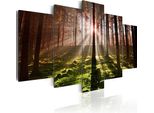 Quadro Su Tela Paesaggio Forestale 200X100 Cm Quadro Su Tela Non Tessuta 5 Pezzi Stampa D'arte Moderna Arte Murale Xxl Decorazione Murale Design Quadro Murale - Sole Alberi Natura 030213-33