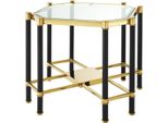 Casa Padrino Tavolino Con Piano In Vetro Oro/Nero 72,5 X 72,5 X H. 55,5 Cm - Mobili Soggiorno