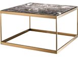 Tavolino Casa Padrino Grigio / Ottone 65 X 65 X H. 38 Cm - Tavolino In Acciaio Inox Con Piano In Marmo