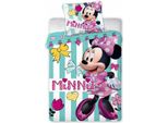 Disney Baby Biancheria Da Letto Reversibile Minnie Mouse Fiocco Cuori Fiori Piumone 100 X 135 + Cuscino 40 X 60 Cm Con Cerniera 100% Cotone