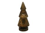 Clayre & Eef Decorazione Natalizia Con Illuminazione A Led Albero Di Natale Ø 7X16 Cm In Vetro Marrone