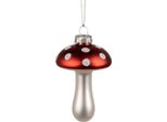 Fungo Ornamentale Clayre & Eef Ø 6X9 Cm In Vetro Bianco Rosso
