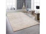 Tappeto Beige Con Motivo A Righe Morbido E Di Facile Manutenzione Per Il Soggiorno Dimensioni - 140 X 200 Cm