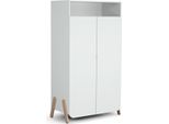 AT4 - Armadio Bambini 2 Ante Pirate Legno - Bianco/Faggio - 100 X 50 X 176 Cm