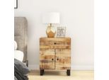 Comodino 50X33X60 Cm In Legno Massiccio Di Mango E Materiale A Base Di Legno