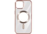 Custodia In Silicone Magsafe Apple Iphone 15 Protezione Fotocamera Cornice Cromata Oro Rosa