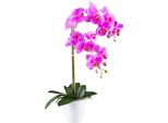 Orchidea Phalaenopsis 56 Cm Viola Pianta Artificiale Realtouch In Vaso Di Melamina Bianco 12X12 Cm