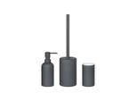 Blomus Bad-Accessoire-Set Banja , Black , Keramik , Betonoptik , Badaccessoires, Waschplatzzubehör