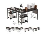 Aiorber Scrivania Angolare Per Computer A Forma Di L, Piano Reversibile, Con Presa Elettrica, 140X140X74 Cm, Colore Nero