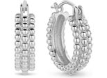 New Bling 9NB-0764 Orecchini In Argento - Donna - Lavorati - 3 File Di Sfere -15 X 4,5 Mm - Rodio - Argento