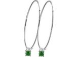 New Bling 9NB-1101 Orecchini In Argento Con Pendente - 25X1,2 Mm - Zirconi - Verde - 3 Mm - Rodio - Argento