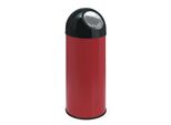 V-Part - AbfallbehäLter Mit Druckdeckel 55 Liter - Steel Stainless Steel - Rot, Schwarz