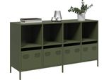 Vidaxl Credenza Verde Oliva 135X39X73,5 Cm Acciaio Laminato A Freddo