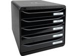 Exacompta Cassettiera Big Box Plus 5 Cassetti Aperti Nero Lucido