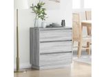 Vidaxl Comodino Con Cassetti Grigio 71 X 34,5 X 75 Cm Materiale A Base Di Legno