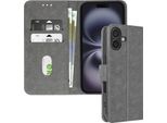 Avizar, Custodia In Ecopelle Con Funzione Di Supporto Per Apple Iphone 16 Plus, Grigio