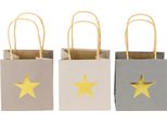 Sacchetti Di Carta Con Stella Grigia 10,5×10,5 Cm Set Di 9 Sacchetti Regalo, 9 Pezzi