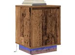 Maison Exclusive - Comodino Con Luci Led Effetto Legno Antico 38X34X50 Cm