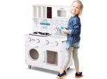 Cucina Giocattolo In Legno - Cucina Da Gioco - Cucina Per Bambini - Cucina Da Gioco - 84X30X58 Cm - Bianco - Con Luce E Suono