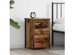 Vidaxl Comodino Con Cassetti Brown Legno Massiccio Riciclato