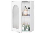 Armadietto Da Parete Per Bagno Costway, Armadietto Per Medicinali Con Porta In Vetro Temperato E Ripiano Regolabile Armadietto Da Parete Sopra La Toilette Bianco