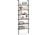 Costway Scaffale A 6 Livelli, Libreria A Parete Con Struttura In Metallo, Espositore Aperto In Stile Industriale (Marrone)