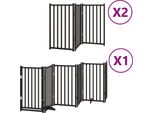 Vidaxl Cancello Per Cani 12 Pezzi Con Porta Pieghevole Nero 600 Cm In Legno Di Pioppo