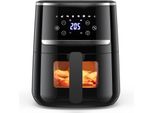 4.5L Friggitrice Ad Aria Calda Senza Olio Xl, Friggitrice Ad Aria Con Finestra Di Visualizzazione Led Touch Screen, Friggitrice Ad Aria 8 Programmi 1500W, Controllo Temperatura Regolabile