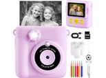 Macchina Fotografica Istantanea, Fotocamera Digitale Con Schermo Da 2,4 Pollici 1080P E Zoom Digitale 16X, Scheda Tf Da 32 Gb, Carta Da Stampa, Regalo Per Bambini Da 3 A 12 Anni