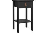 Dmora Comodino Inday 34.2X40X70.1H Cm Nero, 3 Cassetti Apertura Scorrevole