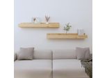 The Living Store Mensole Da Parete 2 Pz. 80X12X9 Cm In Legno Di Pino Massiccio