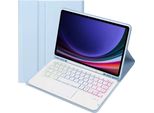 Inf Custodia Tastiera Bluetooth Azzurro Cielo Con Touchpad E Retroilluminazione Per Samsung S9/S9 FE/S10 (10.9 Pollici)