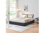 Letto Imbottito 'Nola' Con Rete 160 X 200 Cm In Ecopelle Nera
