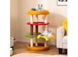 Costway 106Cm Tiragraffi, Tema Hamburger, Albero Per Gatti Con Letto, Tiragraffi E Piattaforme In Sisal, Albero Da Arrampicata Morbido, Mobili Per Gatti Tiragraffi In Legno, Colorati