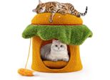 Casetta Per Gatti Costway, A Forma Di Hamburger, Caverna Per Gatti Con Grotta, Morbido Cuscino Lavabile, Grande Letto Giocattolo Per Gatti, Posto Per Dormire, Arredamento Per Gatti, Arancione