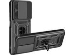 Avizar, Custodia Antiurto Per Redmi 15C Con Supporto Scorrevole Per La Fotocamera, Nero