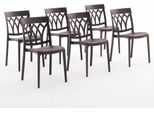 Set Di 6 Sedie Impilabili In Polipropilene Con Fibre Di Vetro Per Uso Esterno E Giardino, Bar E Ristorante, Cucina Design Moderno - Emma - Mocha