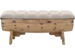 Vidaxl Panca Portaoggetti In Legno Massiccio E Tessuto 103 X 51 X 44 Cm