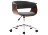 Sedia Da Ufficio Girevole In Legno Curvato E Tessuto Grigio