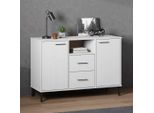 Credenza Oslo Con Gambe In Metallo Bianco 113X40X77 Cm In Legno Massiccio