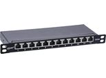 Inline® 25,40Cm (10") Patchfeld Cat.6A 0,5HE 12-Fach, Schwarz, Mit Staubschutz (76819B)"