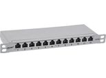 Inline® 25,40Cm (10") Patchfeld Cat.6A 0,5HE 12-Fach, Lichtgrau, RAL7035, Mit Staubschutz (76819A)"