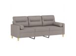 Divano A 3 Posti Con Cuscini Decorativi In Tessuto Taupe 180 Cm