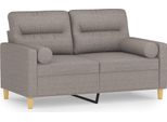 Divano A 2 Posti Con Cuscini Decorativi In Tessuto Taupe 120 Cm