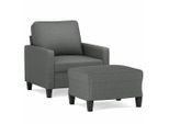 Vidaxl Poltrona Con Sgabello Grigio Scuro 60 Cm In Tessuto