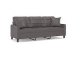 Divano A 3 Posti Con Cuscini Decorativi Grigio 180 Cm In Ecopelle