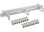 Inline Patchfeld Cat.6A 16-Fach - Mit 3 BüGeln - 16 Keystones - 19" - 1HE - Grau (76822C)"