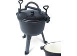 Pentola Smaltata Su Gambe Con Coperchio, 4L - Fuoco Aperto