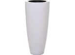 Vivanno Vaso Da Fiori In Fibra Di Vetro City Rotondo, Bianco Lucido - 47X100 Cm